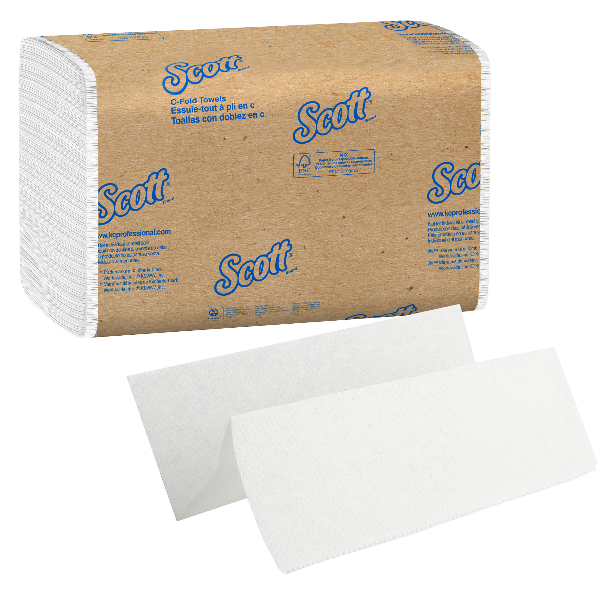 Picture of C-Fold Towels, Absorbency Pockets, 10 1/8 x 13 3/20, White, 200/Pk, 12 Pk/Carton