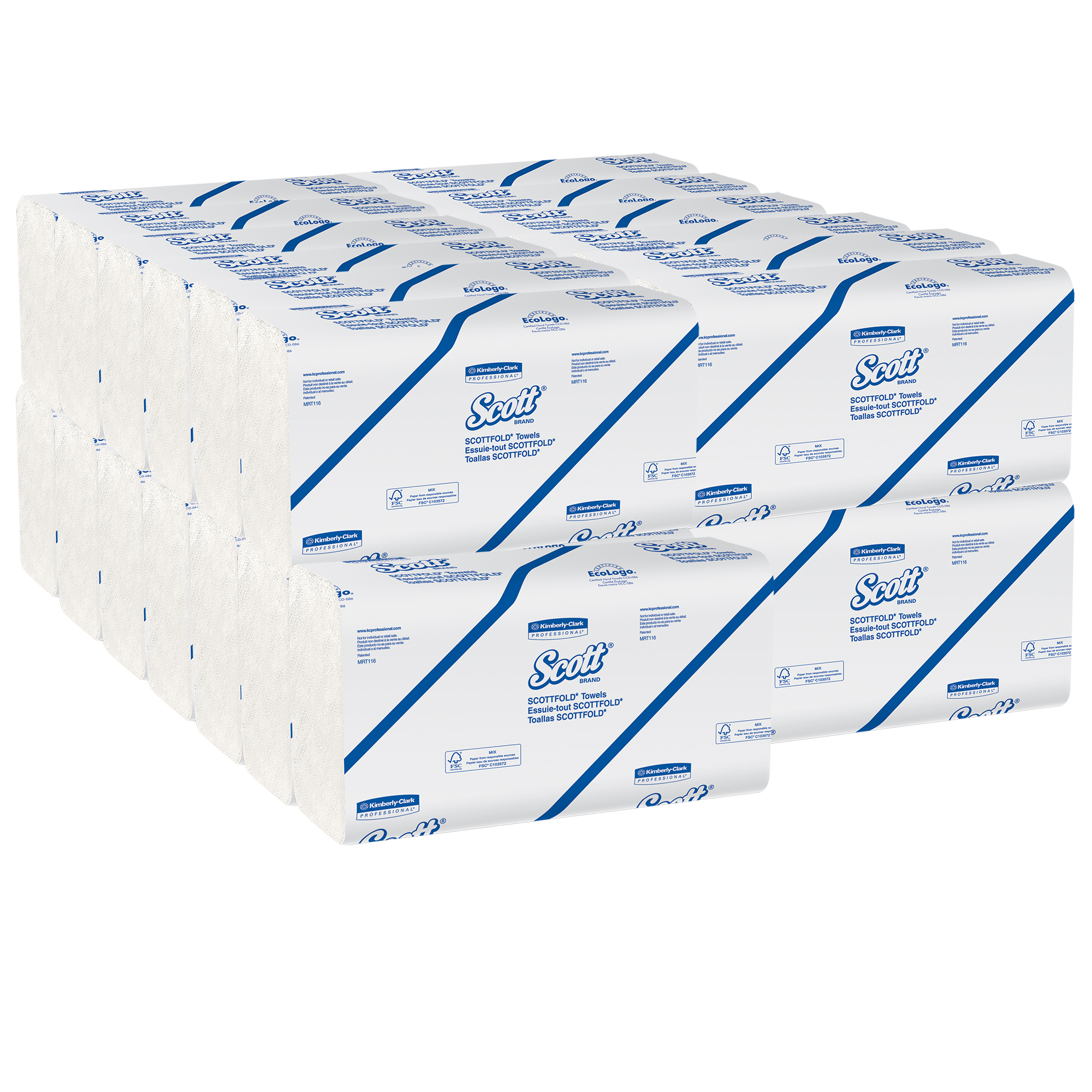 Picture of SCOTTFOLD Paper Towels, 9 2/5 x 12 2/5, White, 175 Towels/Pack, 25 Packs/Carton