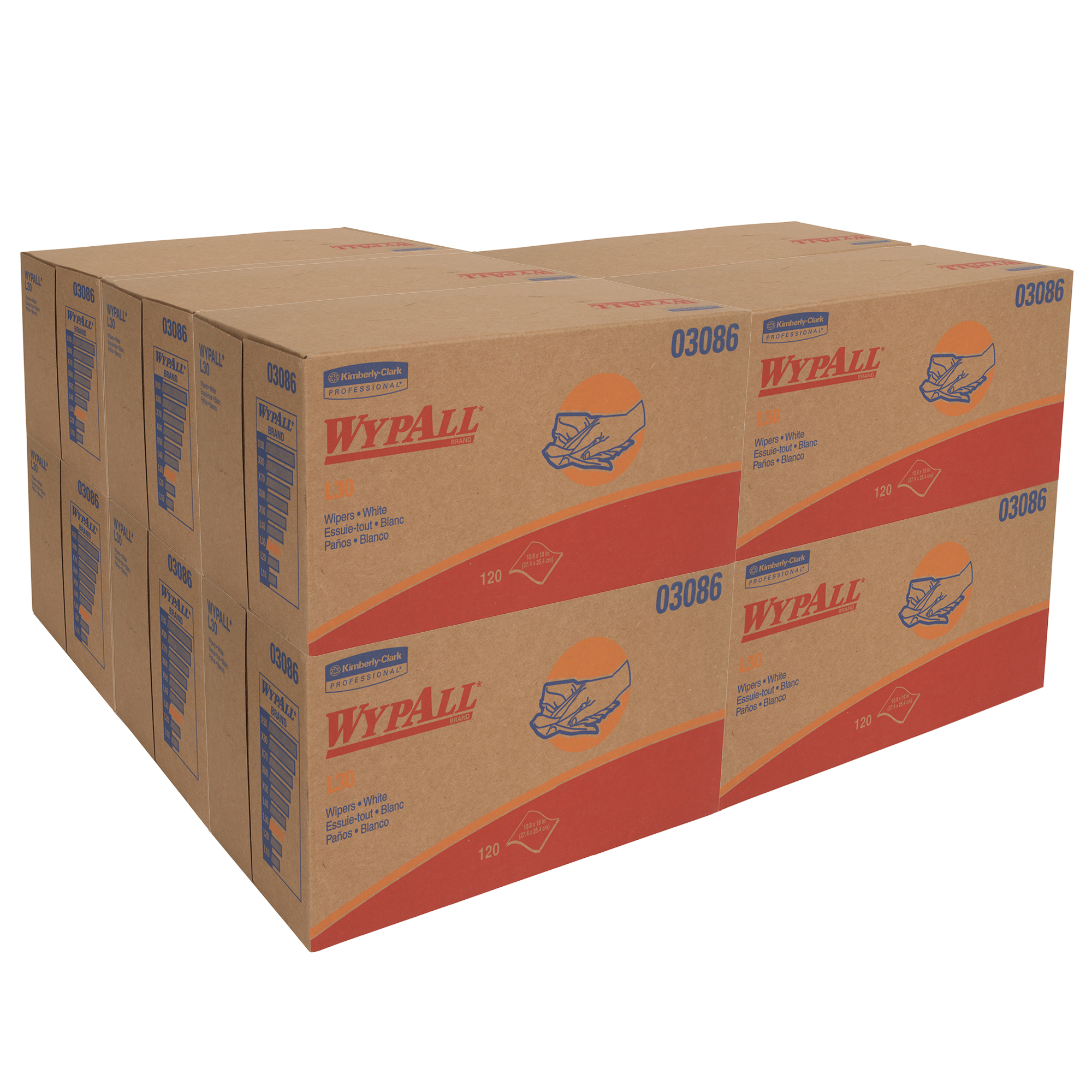 Picture of L30 Wipers, POP-UP Box, 10 x 9 4/5, White, 120/Box, 10 Boxes/Carton