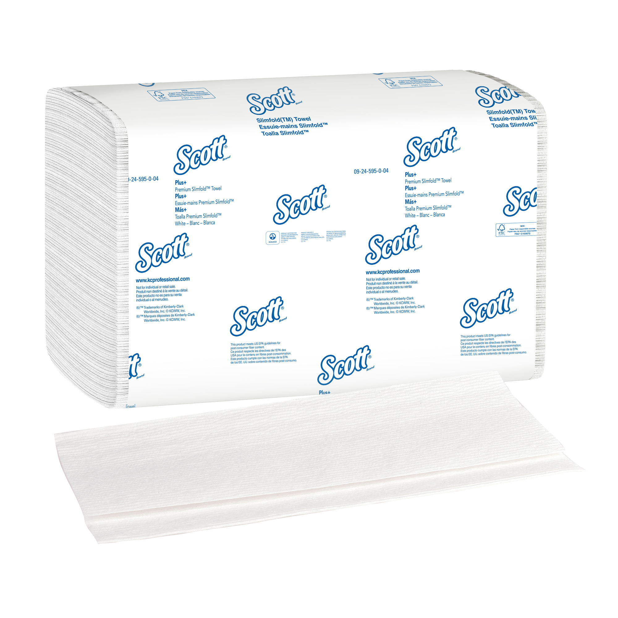 Picture of Slimfold Paper Towels, 7 1/2 x 11 3/5, White, 90/Pack, 24 Packs/Carton