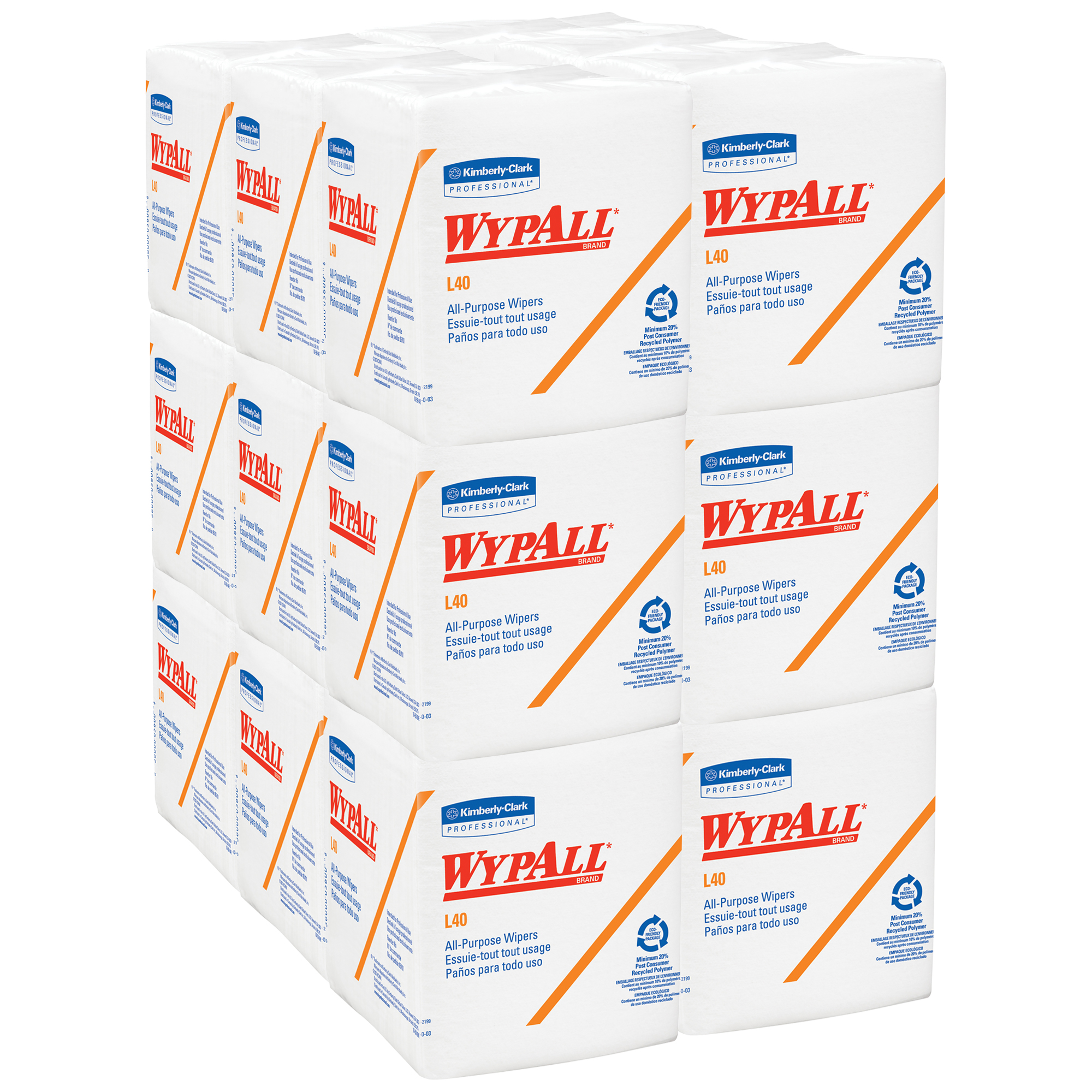 Picture of L40 Wipers, 1/4 Fold, White, 12 1/2 x 12, 56/Box, 18 Packs/Carton