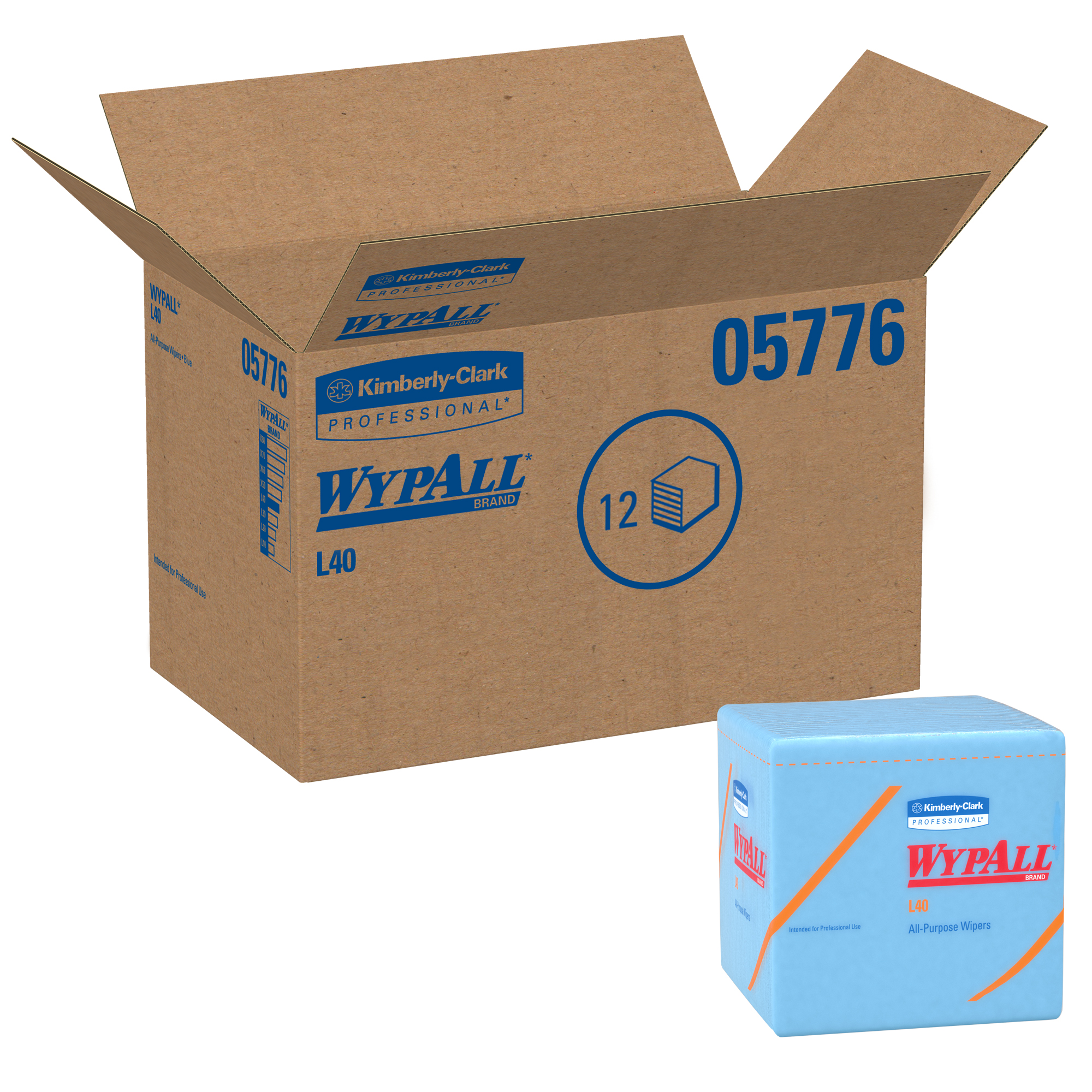 Picture of L40 Wiper, 1/4 Fold, Blue, 12 1/2 x 12, 56/Box, 12 Boxes/Carton