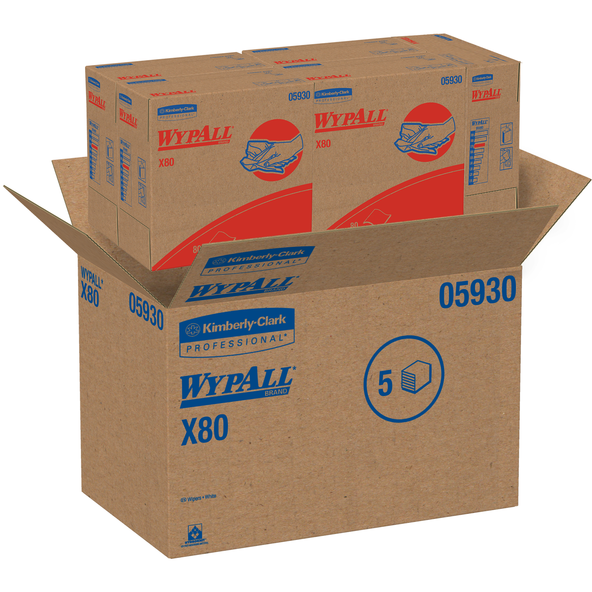 Picture of X80 Cloths With Hydroknit, 9.1 X 16.8, Red, Pop-Up Box, 80/box, 5 Box/carton