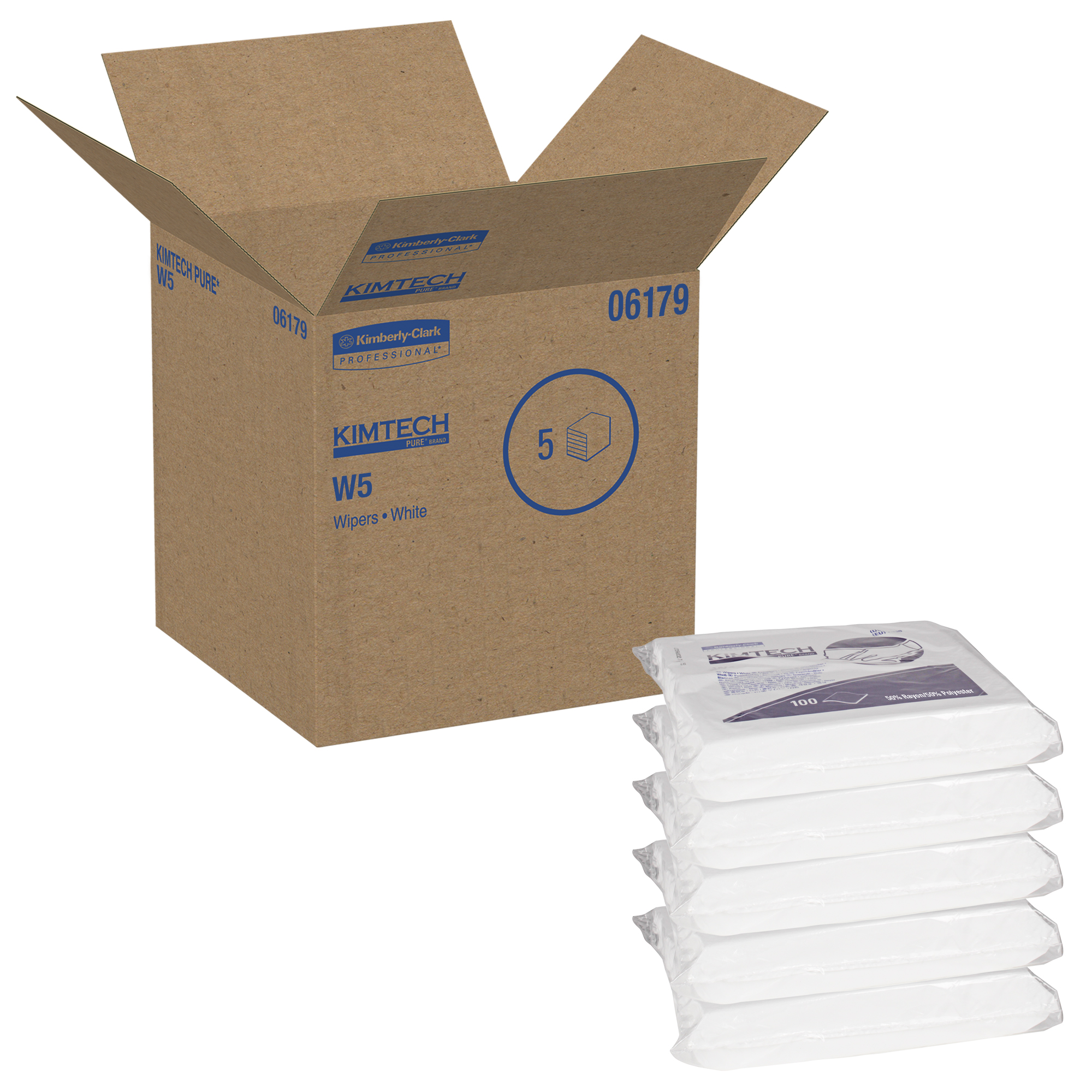 Picture of W5 Critical Task Wipers, Flat Double Bag, Spunlace, 9x9, White, 100/Pk, 5/Carton