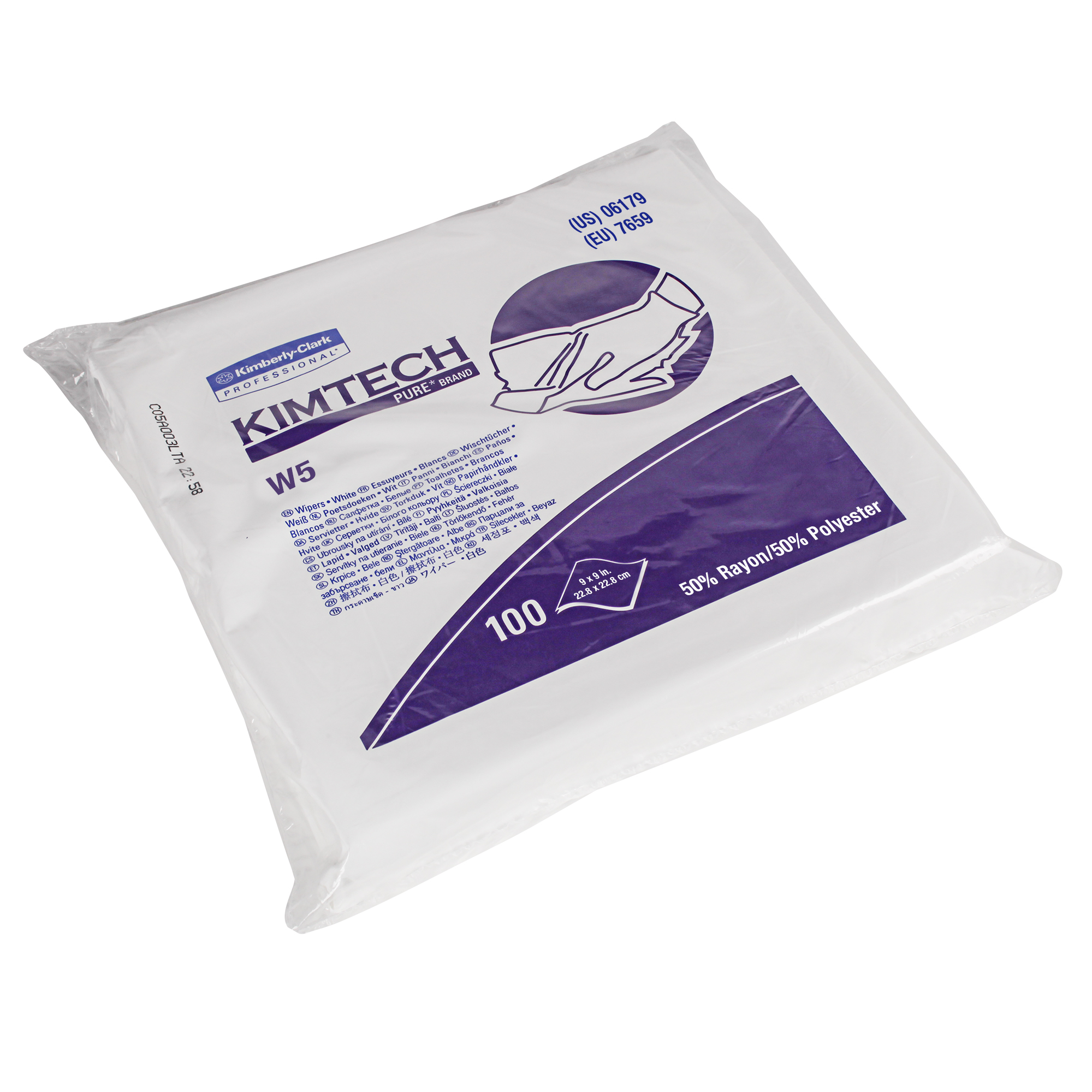 Picture of W5 Critical Task Wipers, Flat Double Bag, Spunlace, 9x9, White, 100/Pk, 5/Carton