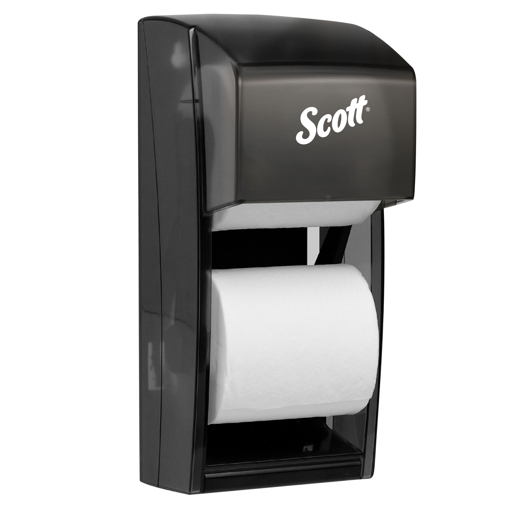 Picture of Coreless Double Roll Toilet Tissue Dispenser, 6 6/10 x 6 x13 6/10, Plastic, Smoke