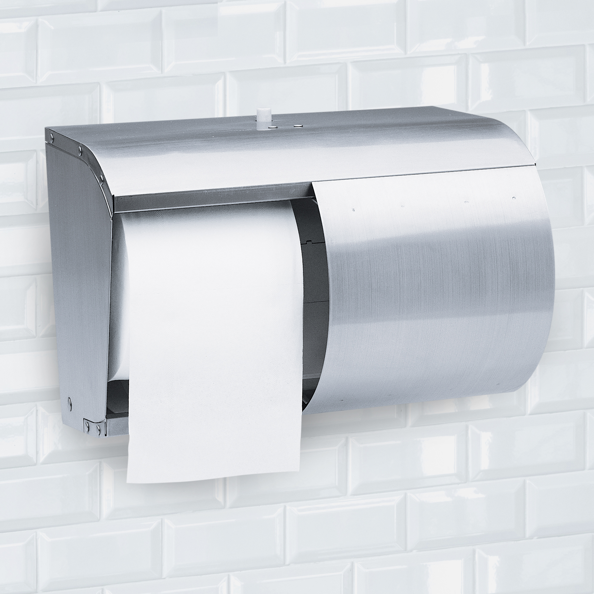 Picture of Coreless Double Roll Tissue Dispenser, 7 1/10 x 10 1/10 x 6 2/5, Stainless Steel