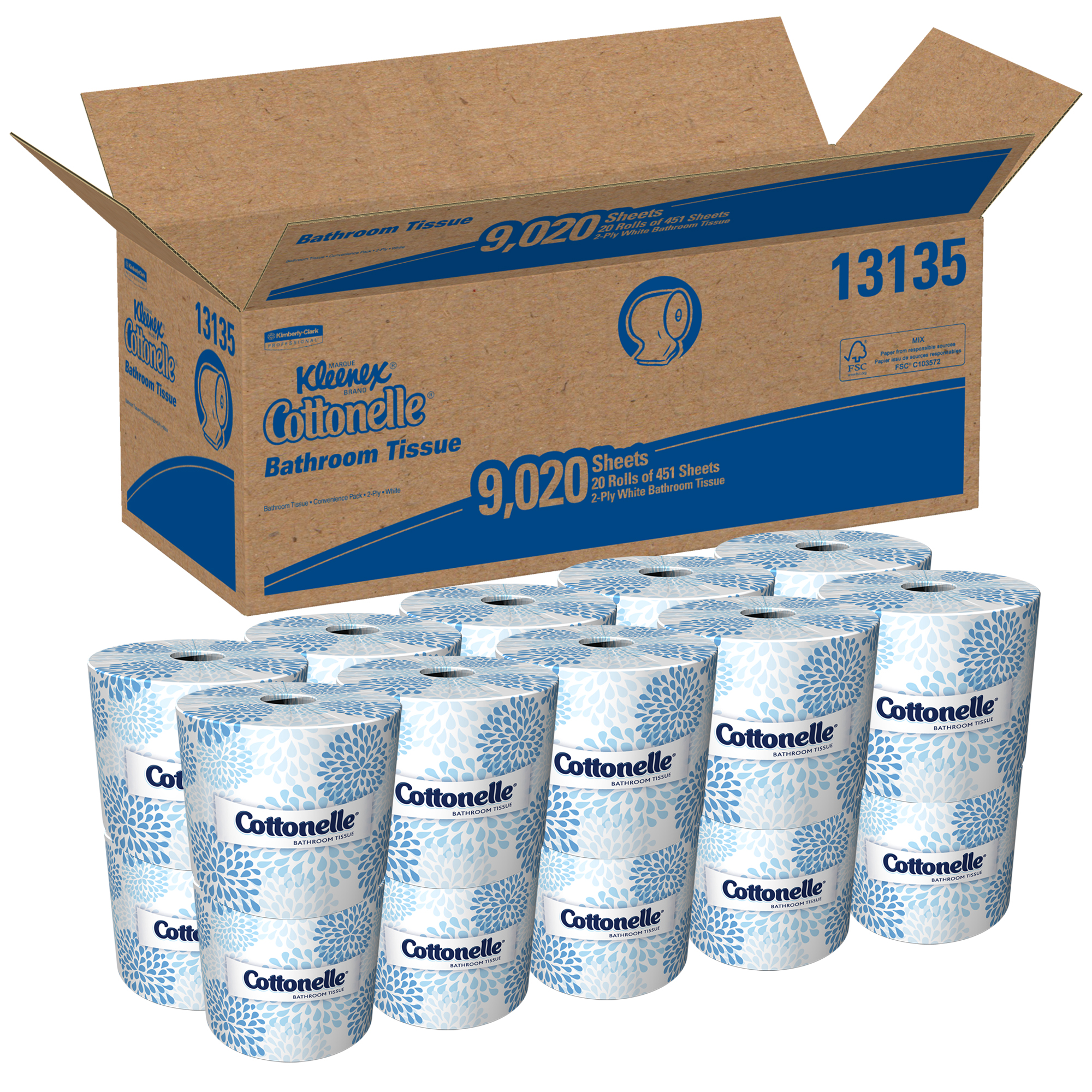 Picture of Two-Ply Toilet Tissue, 451 Sheets/Roll, 20 Rolls/Carton