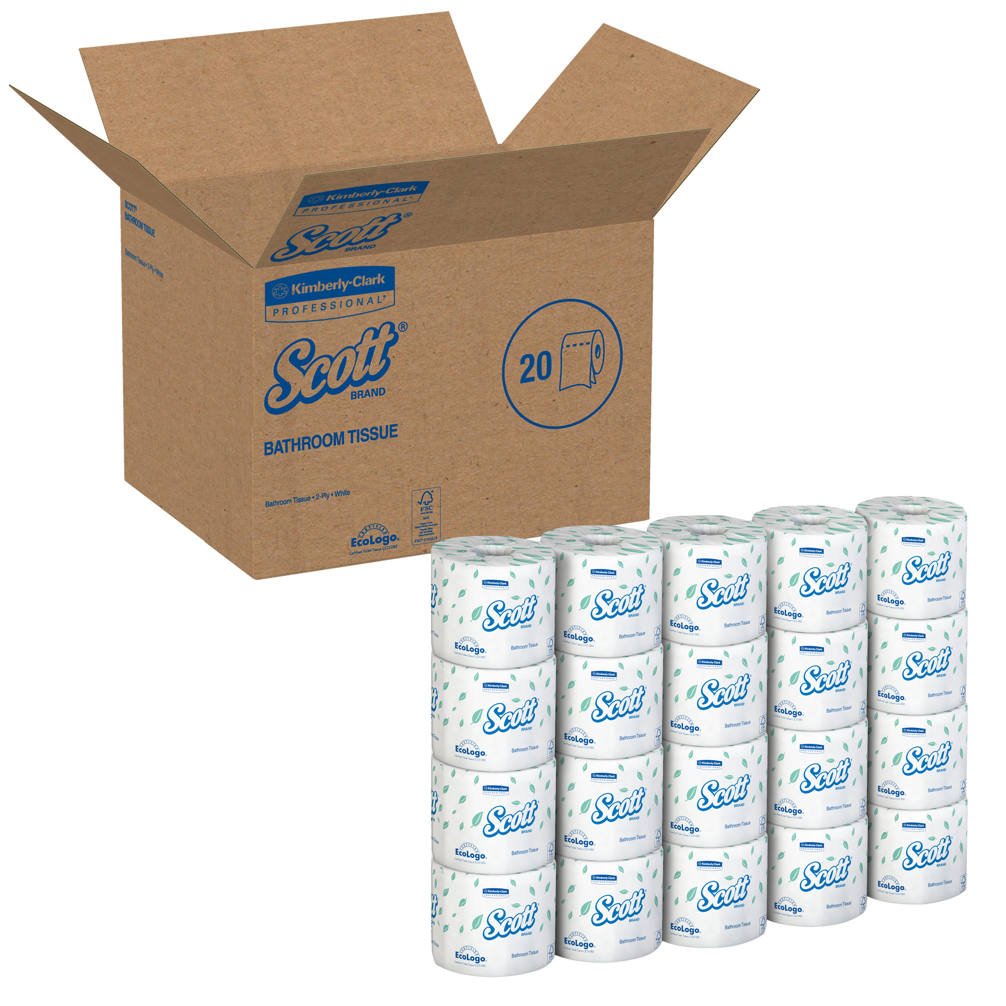 Picture of Standard Roll Toilet Tissue, 2-Ply, 550 Sheets/Roll, 20 Rolls/Carton