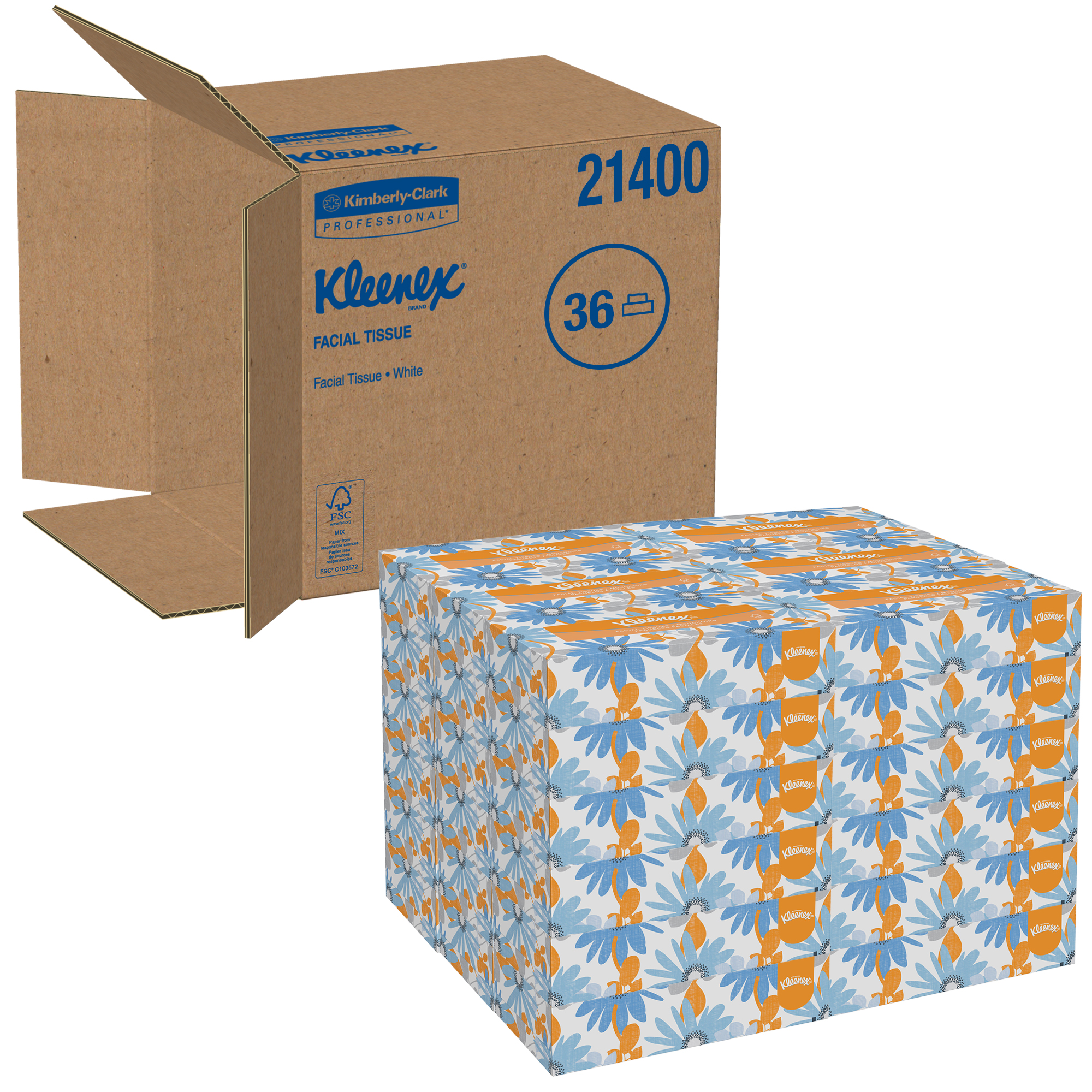 Picture of Kleenex Facial Tissue, 2-Ply White - 100 Count