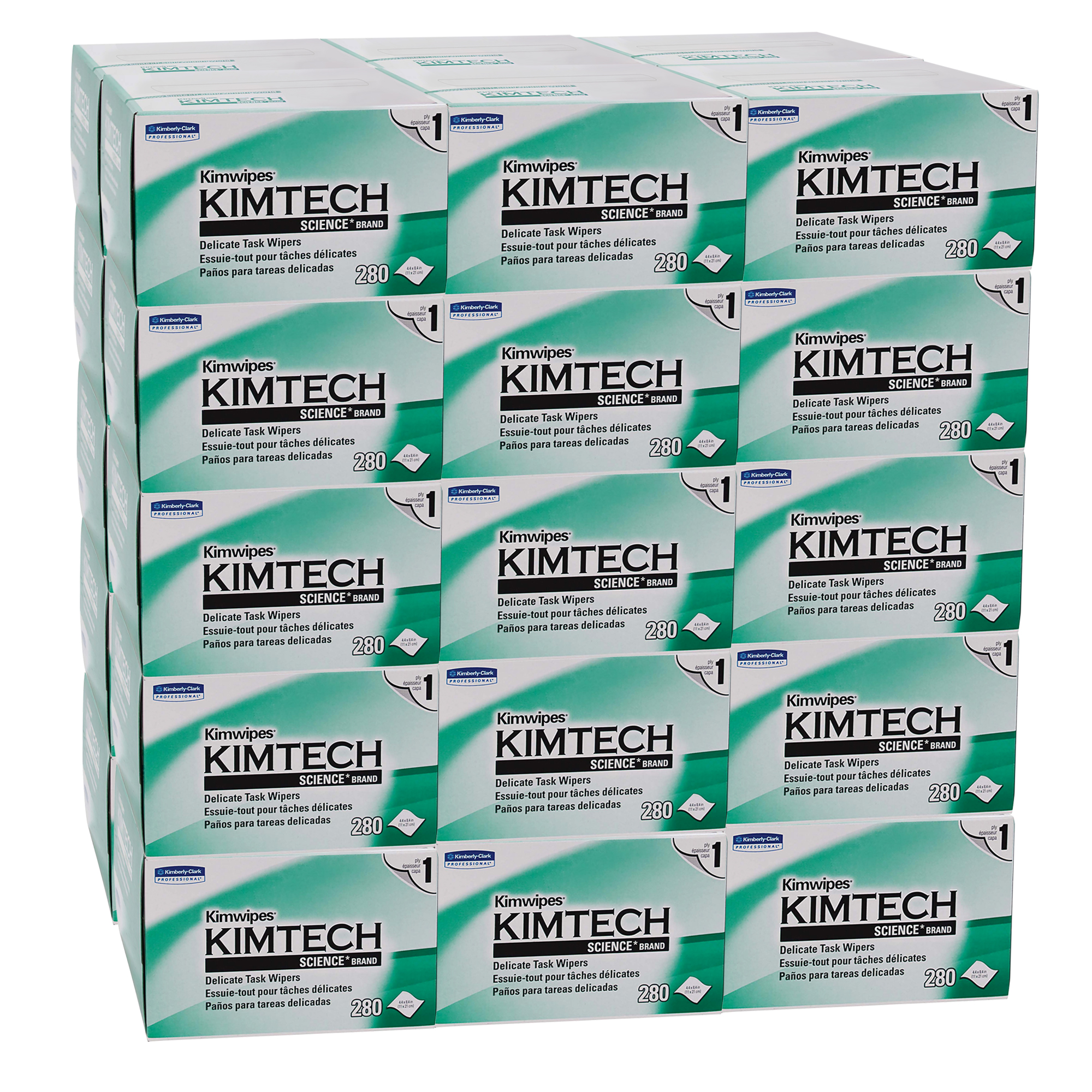 Picture of KIMWIPES Delicate Task Wipers, 1-Ply, 4 2/5 x 8 2/5, 280/Box, 30 Boxes/Carton