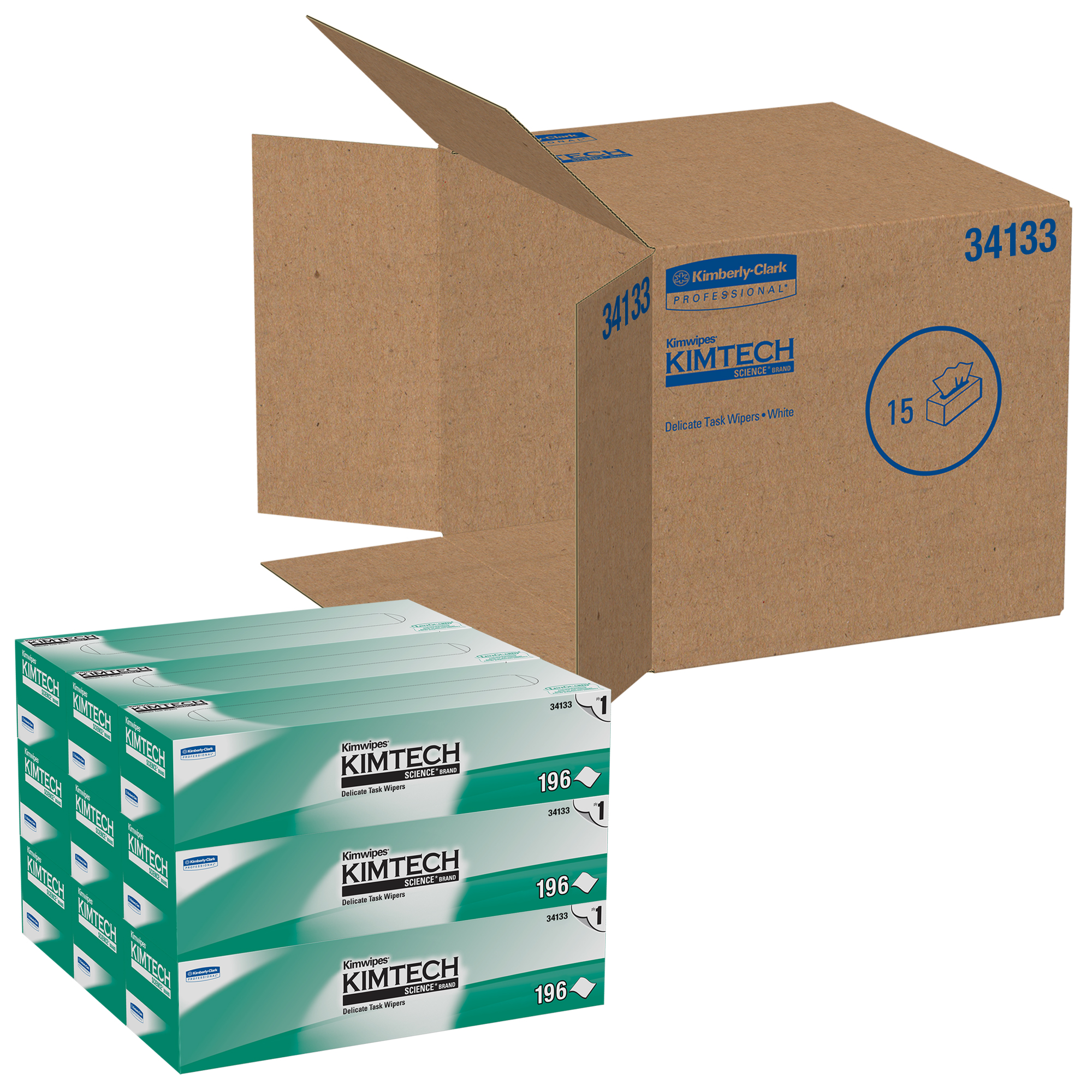 Picture of KIMWIPES Delicate Task Wipers, 1-Ply, 11 4/5 x 11 4/5, 196/Box, 15 Boxes/Carton