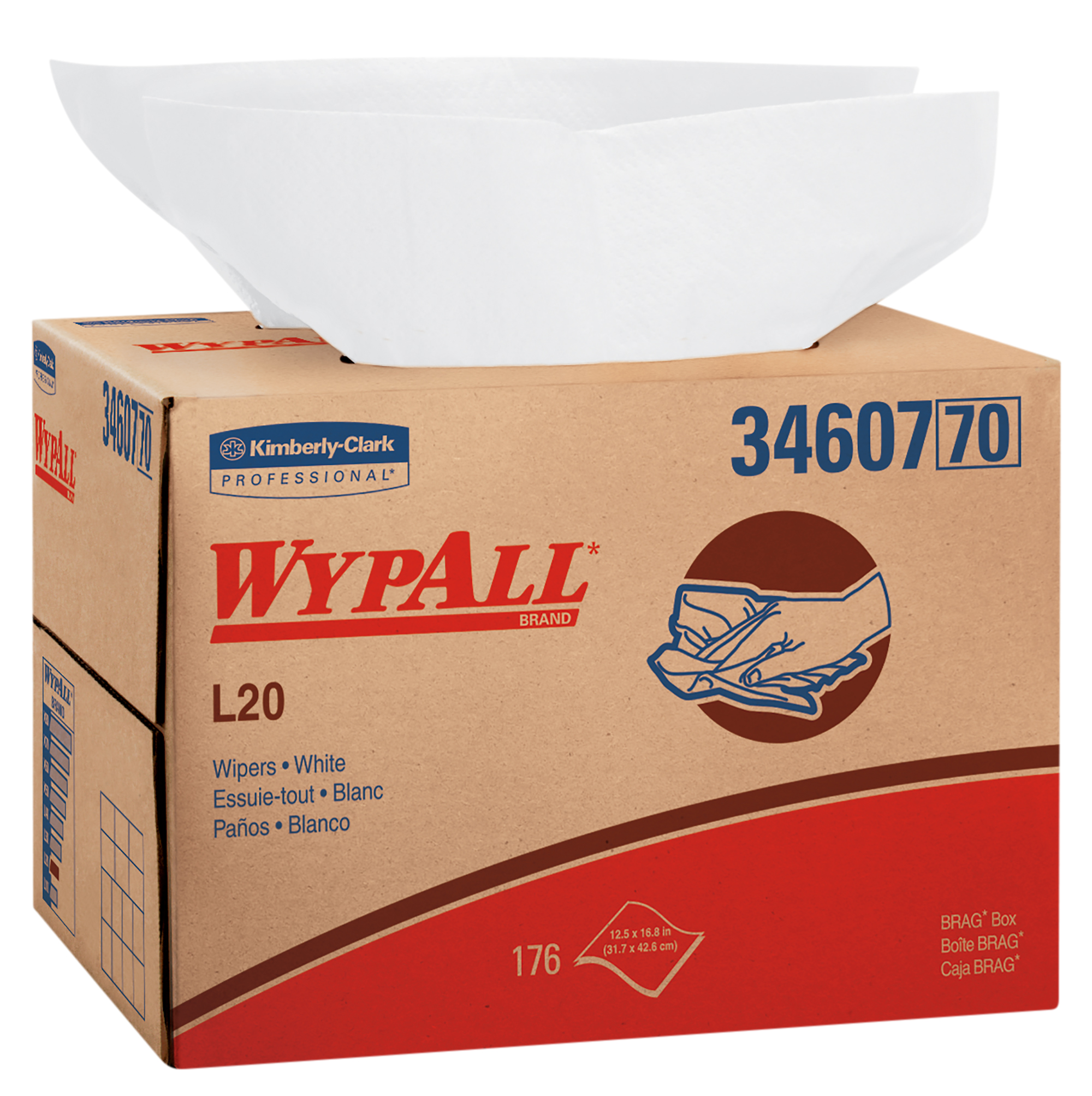 Picture of L20 Towels, Brag Box, 12 1/2 X 16 4/5, Multi-Ply, White, 176/box
