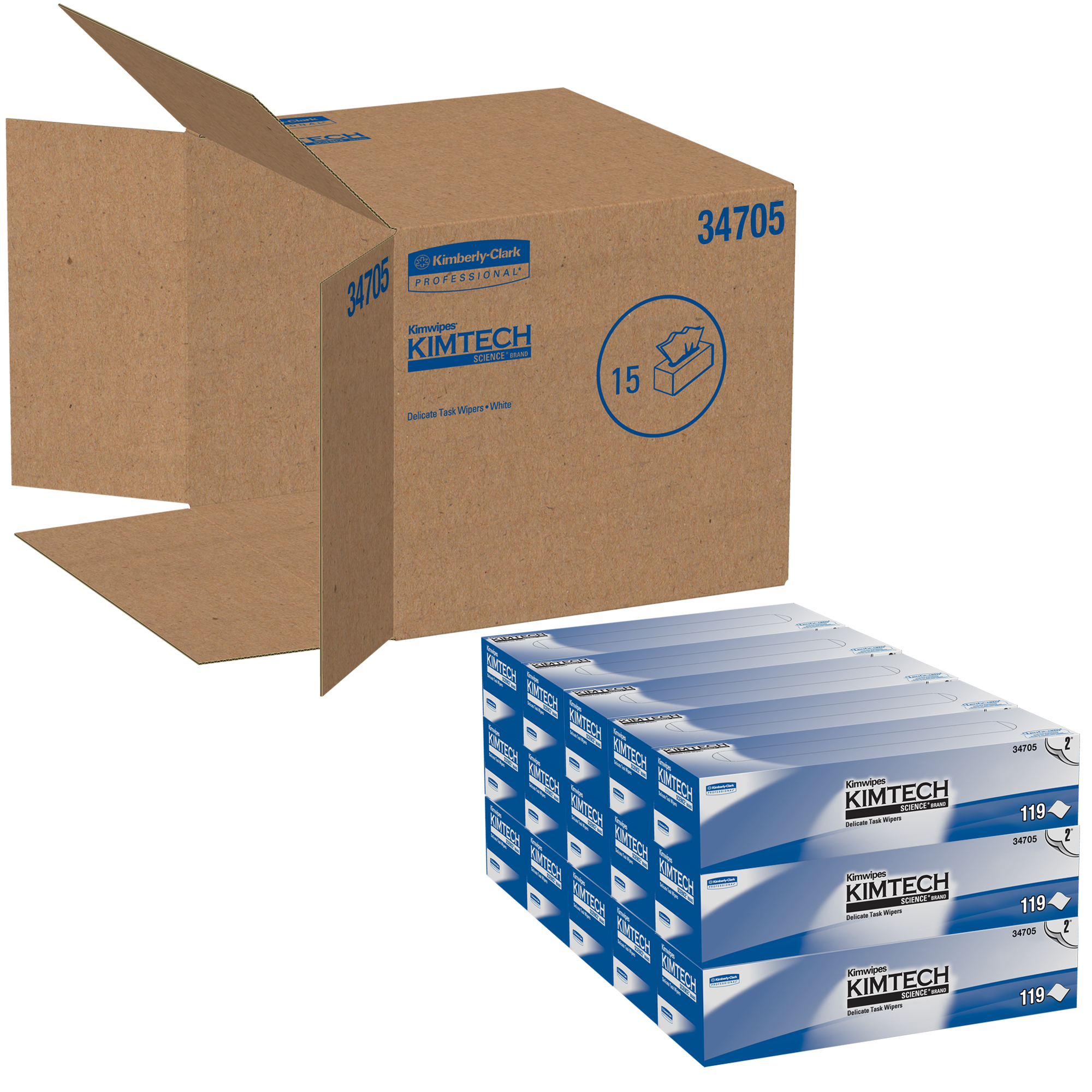 Picture of KIMWIPES Delicate Task Wipers, 2-Ply, 11 4/5 x 11 4/5, 119/Box, 15 Boxes/Carton