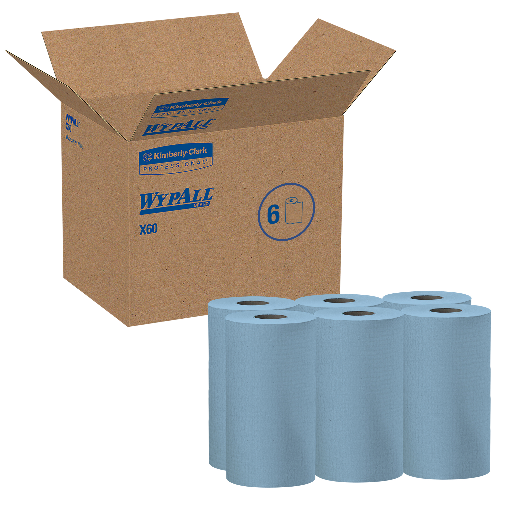 Picture of X60 Cloths, Small Roll, 19 3/5 X 13 2/5, Blue, 130/rl, 6 Rl/ct