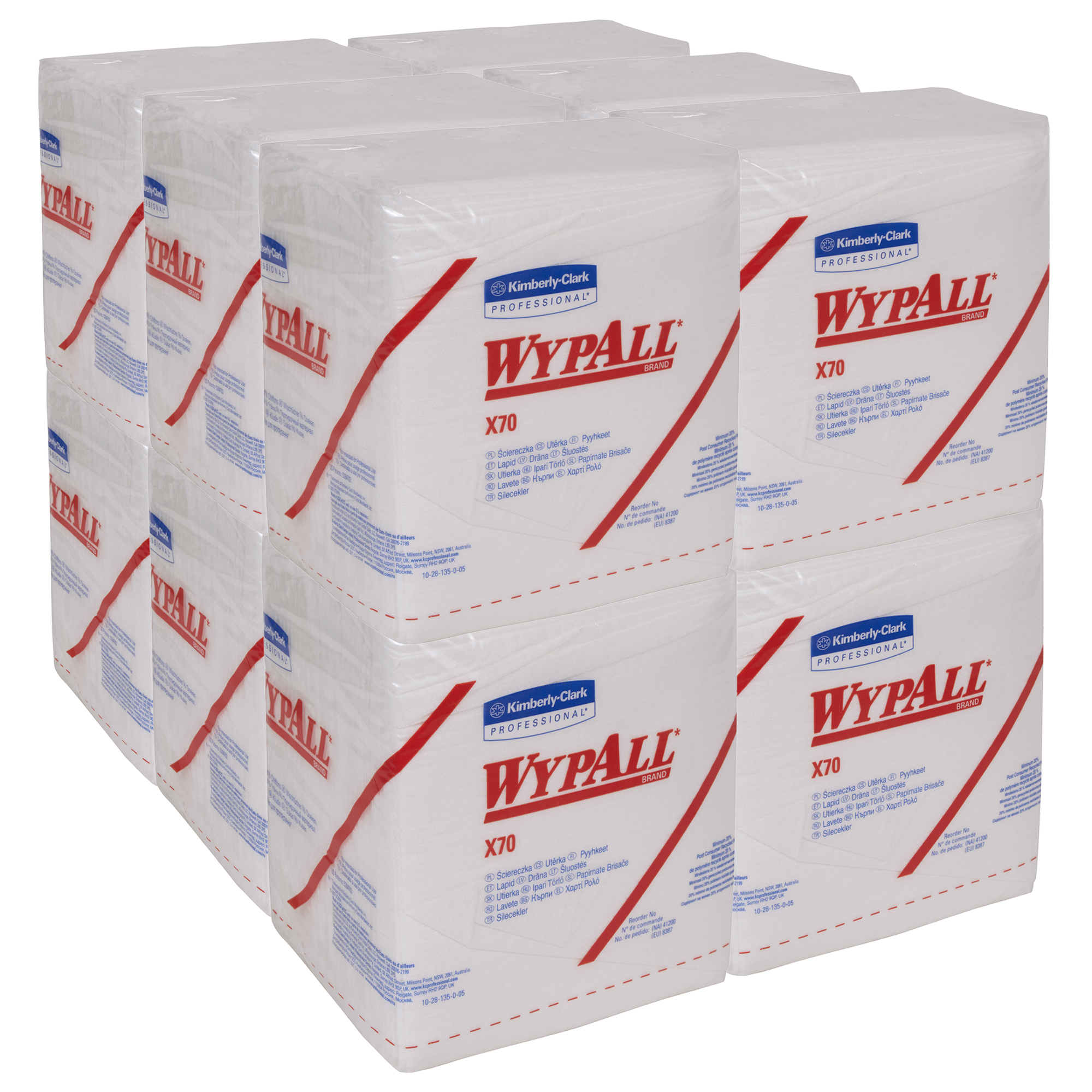 Picture of X70 Wipers, 1/4 Fold, 12 1/2 x 12, White, 76/Pack, 12 Packs/Carton
