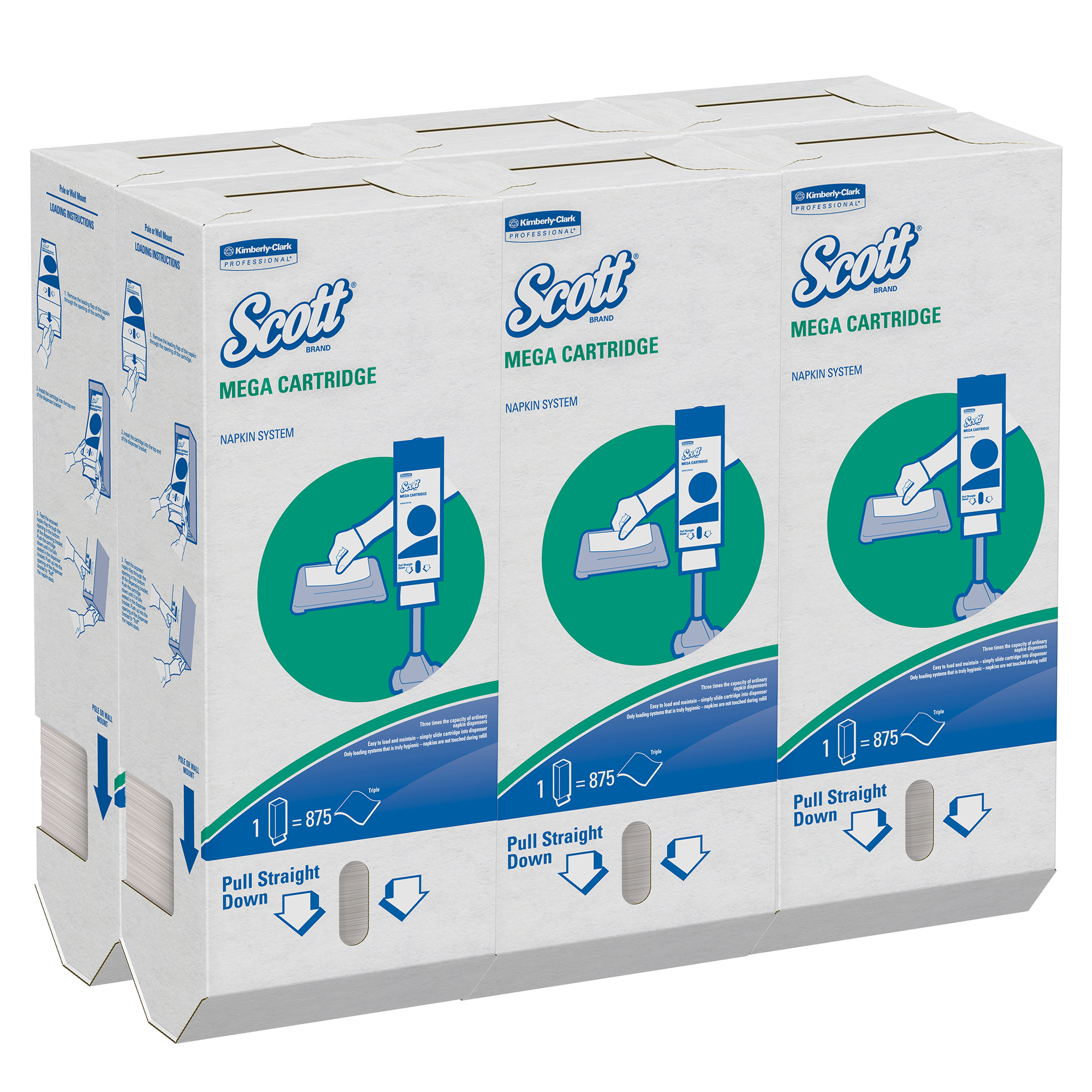 Picture of MegaCartridge Napkins, 80% recycled, 1-Ply, 8 2/5 x 6 1/2, White, 875/Pack, 6 Packs/Carton