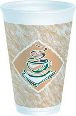 Picture of Cup, 16 oz, Foam, Cafe  Gourmet Design, Brown & Green Print