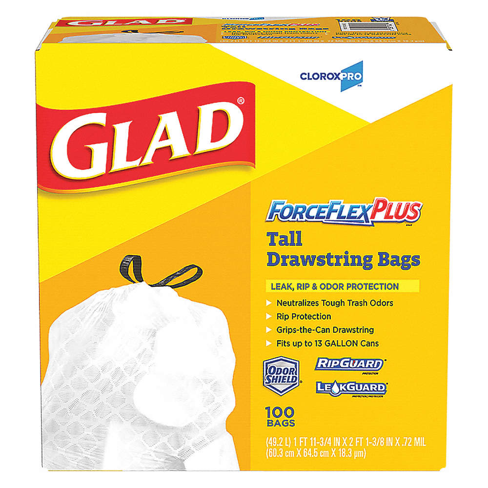 Picture of Trash Bags, 13-Gal, Glad,  ForceFlexPlus, Tall, Unscented