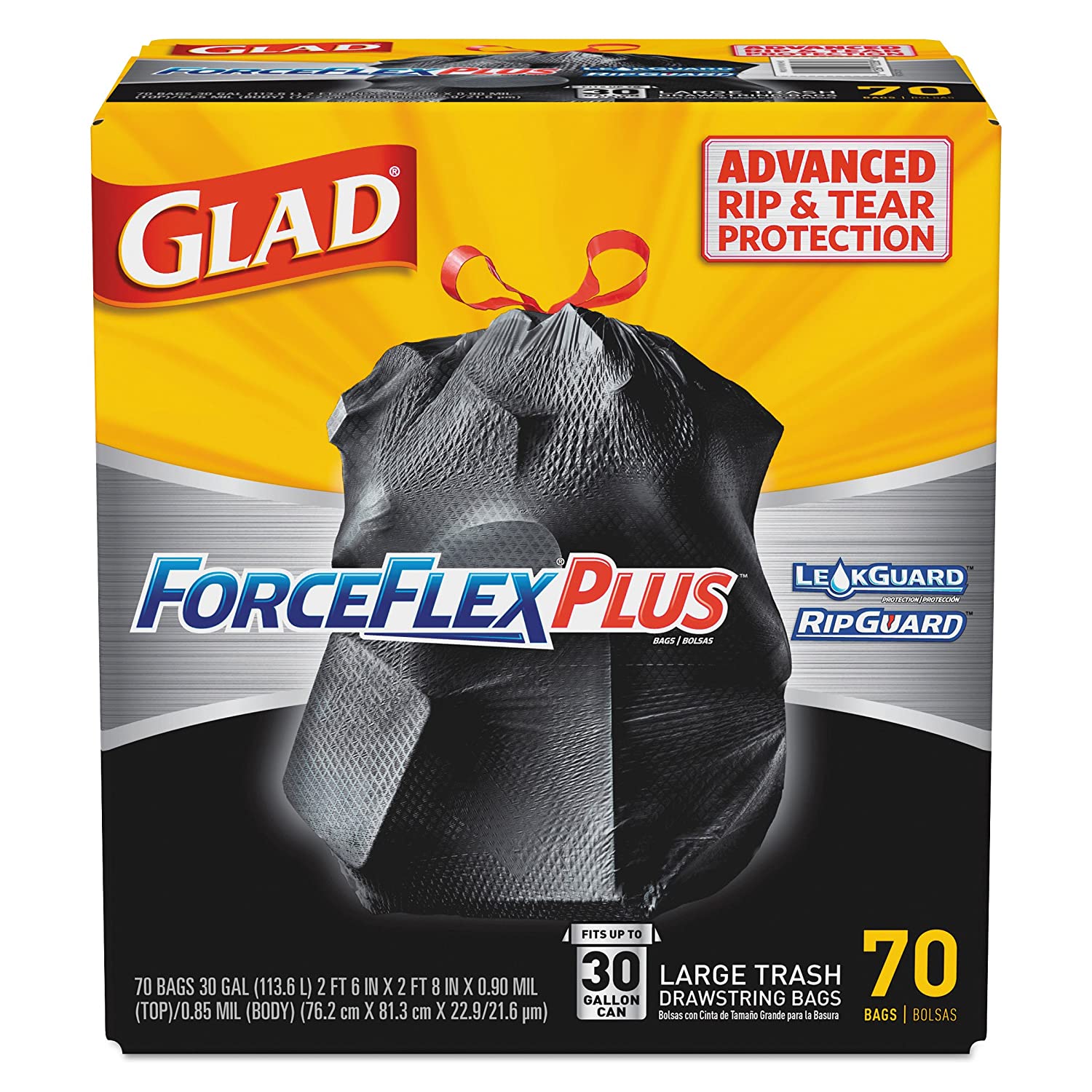 Picture of Trash Bags, 30-Gal, Glad,  ForceFlexPlus, Large