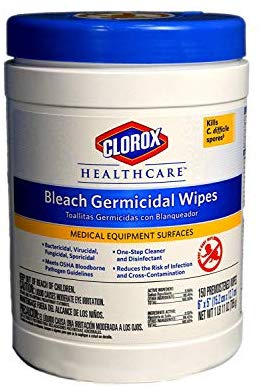 Picture of Healthcare Bleach Wipes,  Clorox, Germicidal, 150 Count