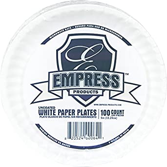 Picture of Paper Plate, 6", Empress,  Uncoated, 100 EA/PK
