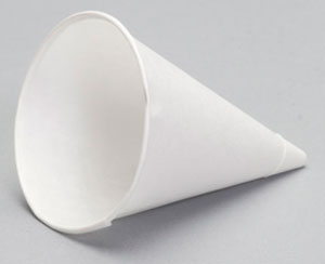 Picture of Cone Cup, 4 oz, Genpak,  Drywax, Rolled Rim, 250 EA/SL