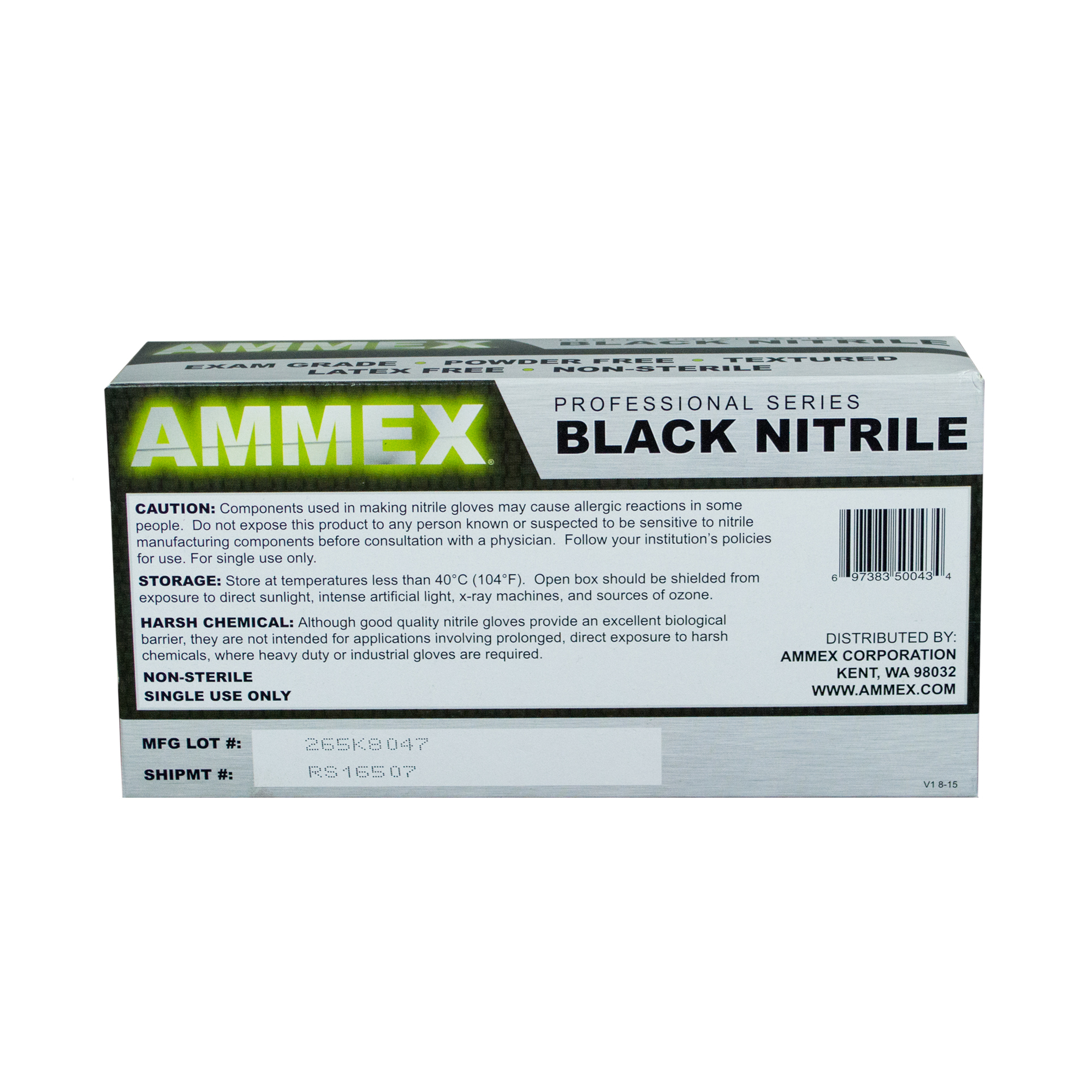 Picture of Ammex Exam Glove, XL, Nitrile, Black, Powder-Free, 100 EA/BX (ABNPF48100)