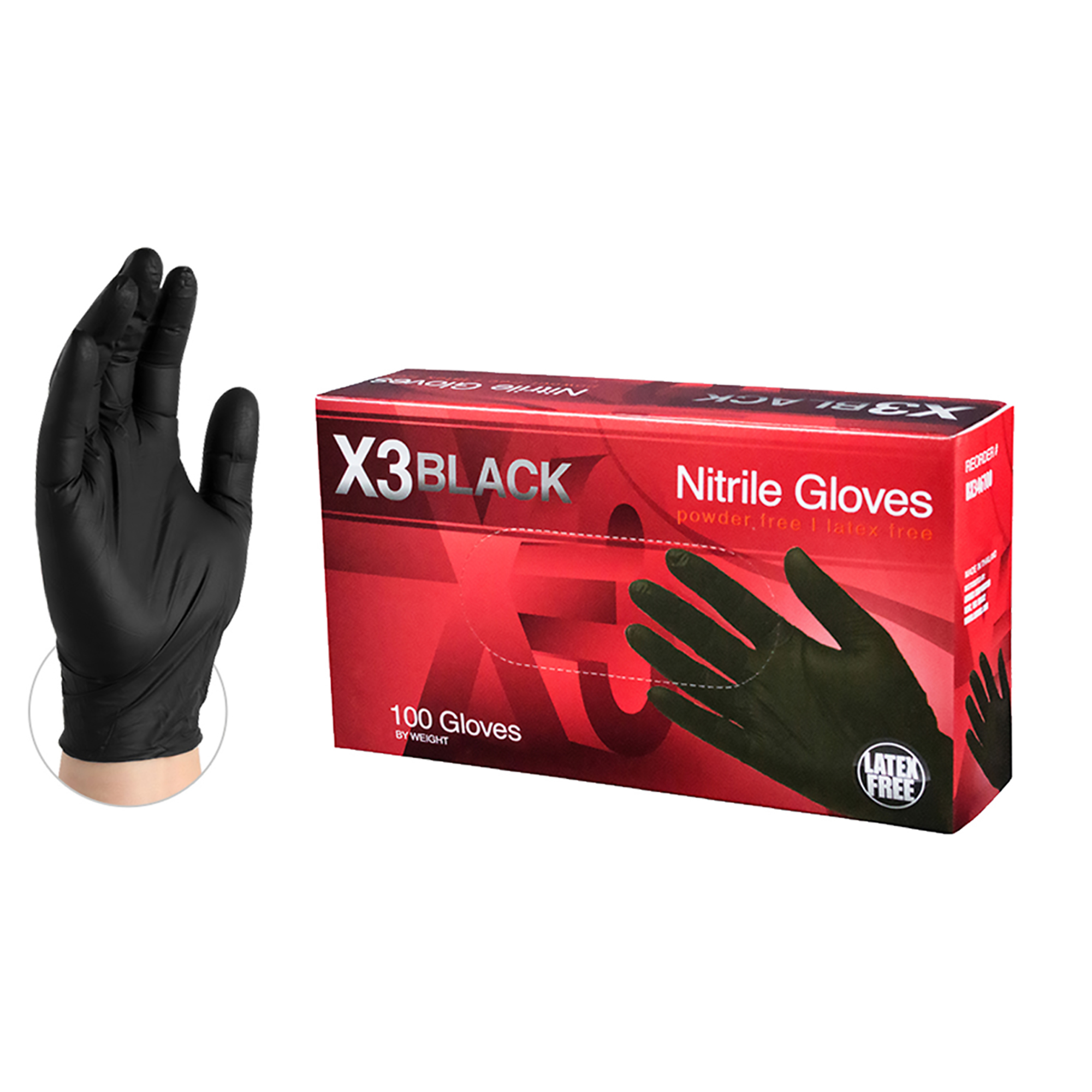 Picture of AMMEX X3 Gloves, Small, Nitrile,  Powder-Free, 100 EA/BX