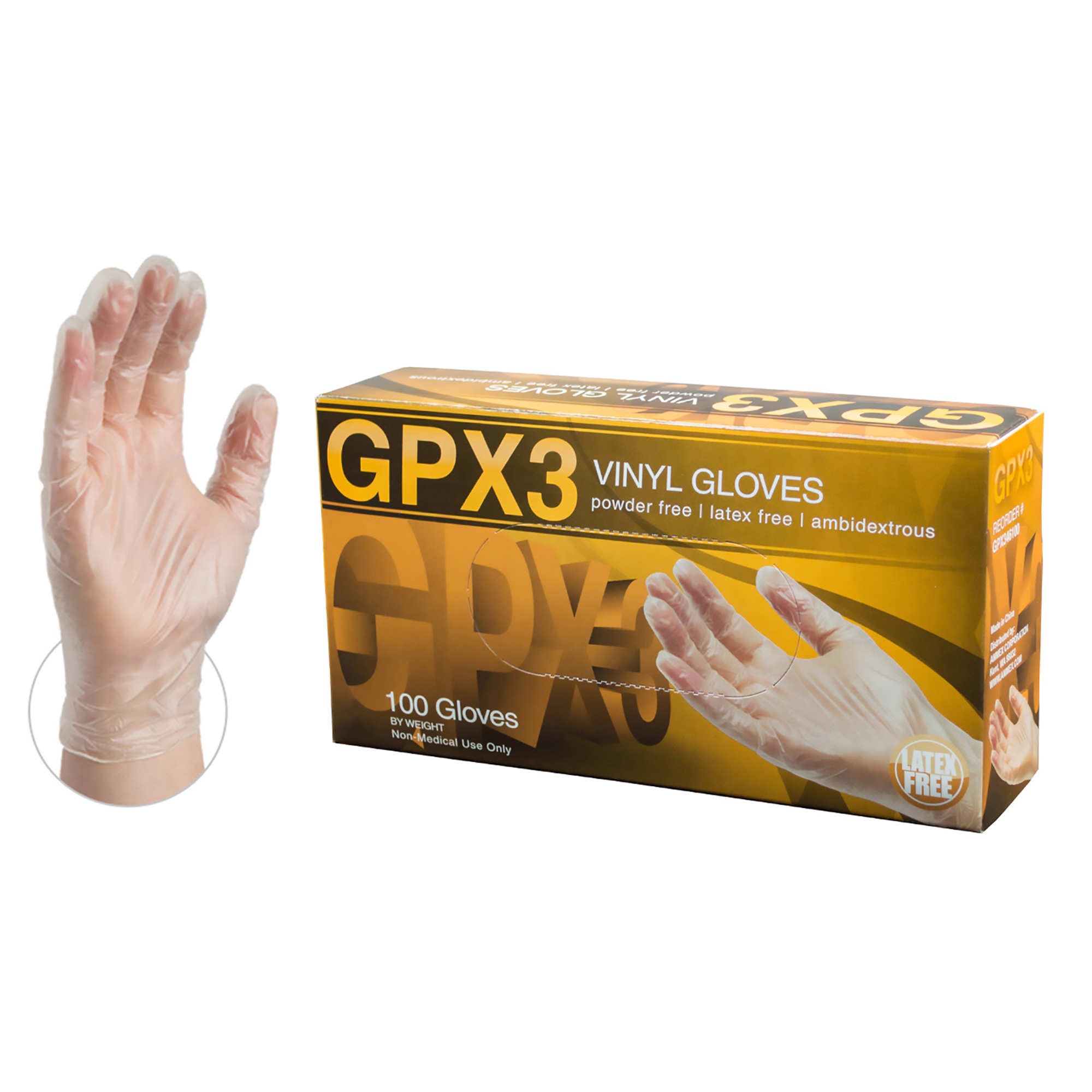 Picture of Gloves, XL, Vinyl, GPX3,  Powder Free, 100 EA/BX