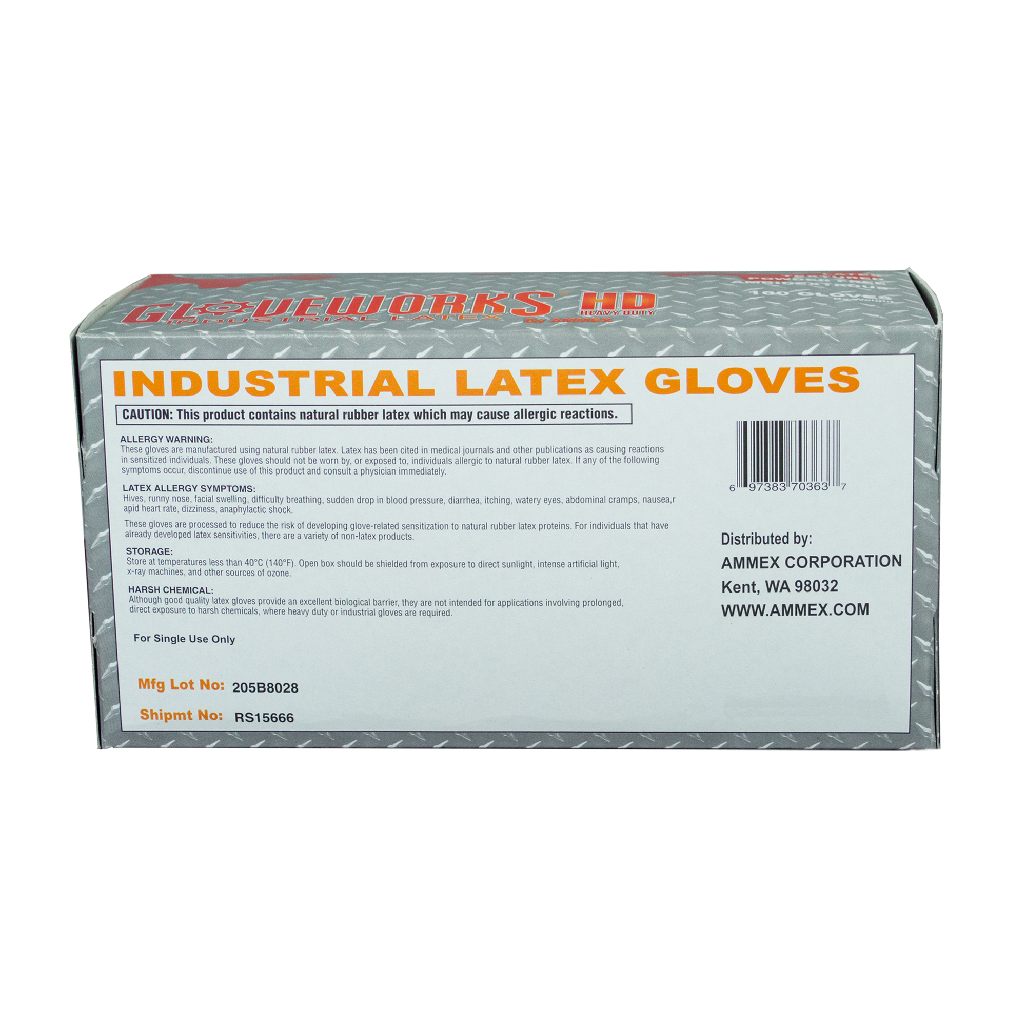 Picture of Gloves, Medium, Latex, 8 Mil,  GloveWorks, Powder Free
