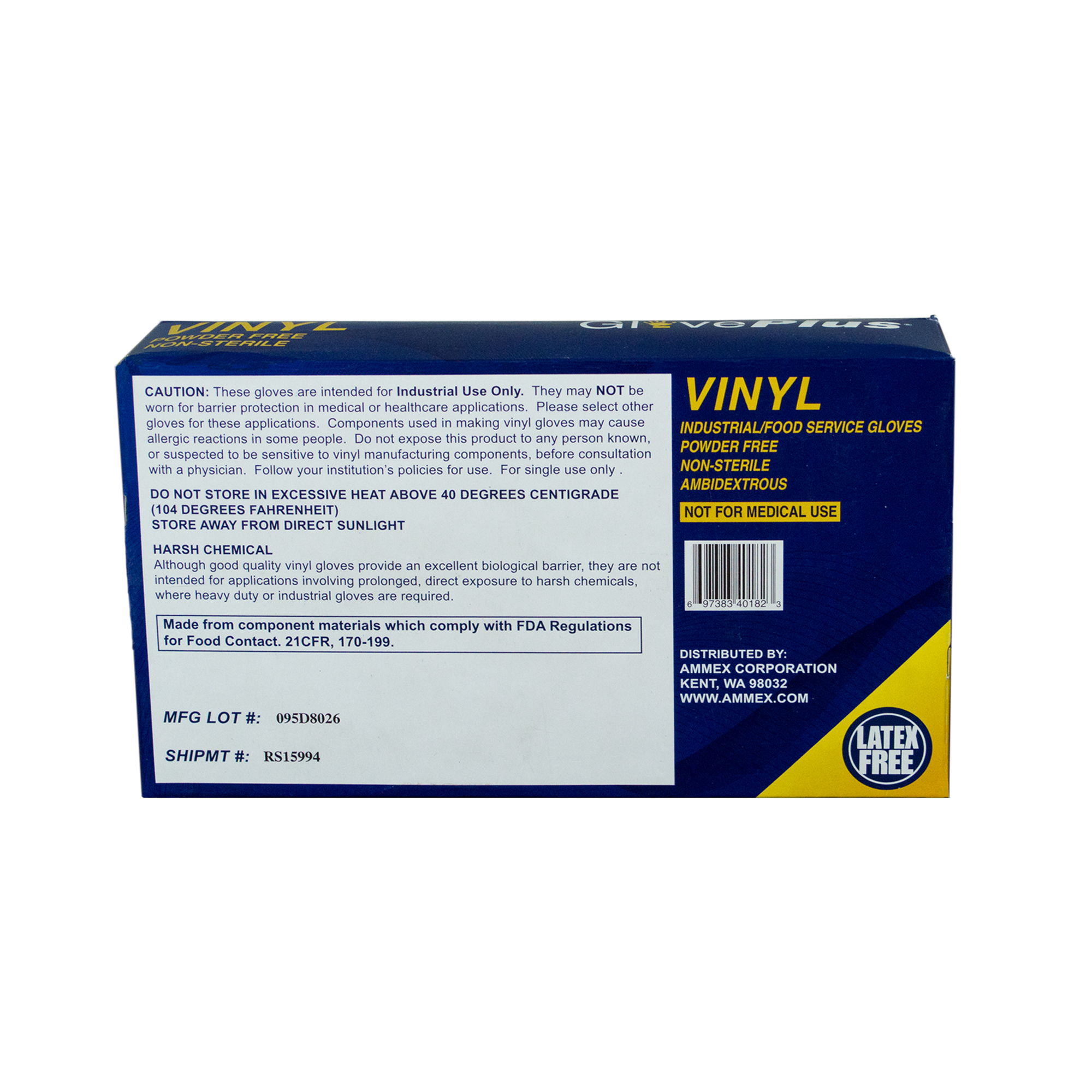 Picture of Gloves, Small, Vinyl, 5 Mil,  GlovePlus, Powder Free, 100/BX