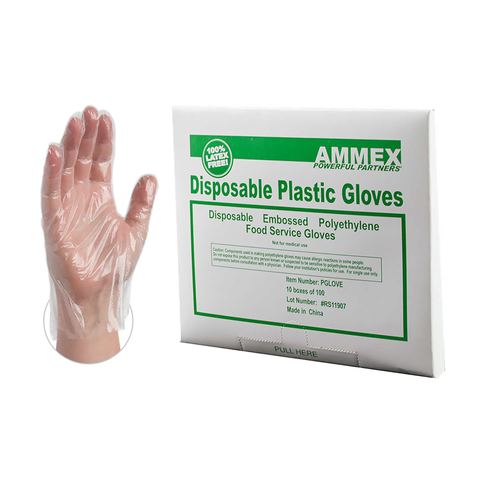 Picture of AMMEX Food Service Glove, Large,  Poly, Disposable, 100 EA/BX