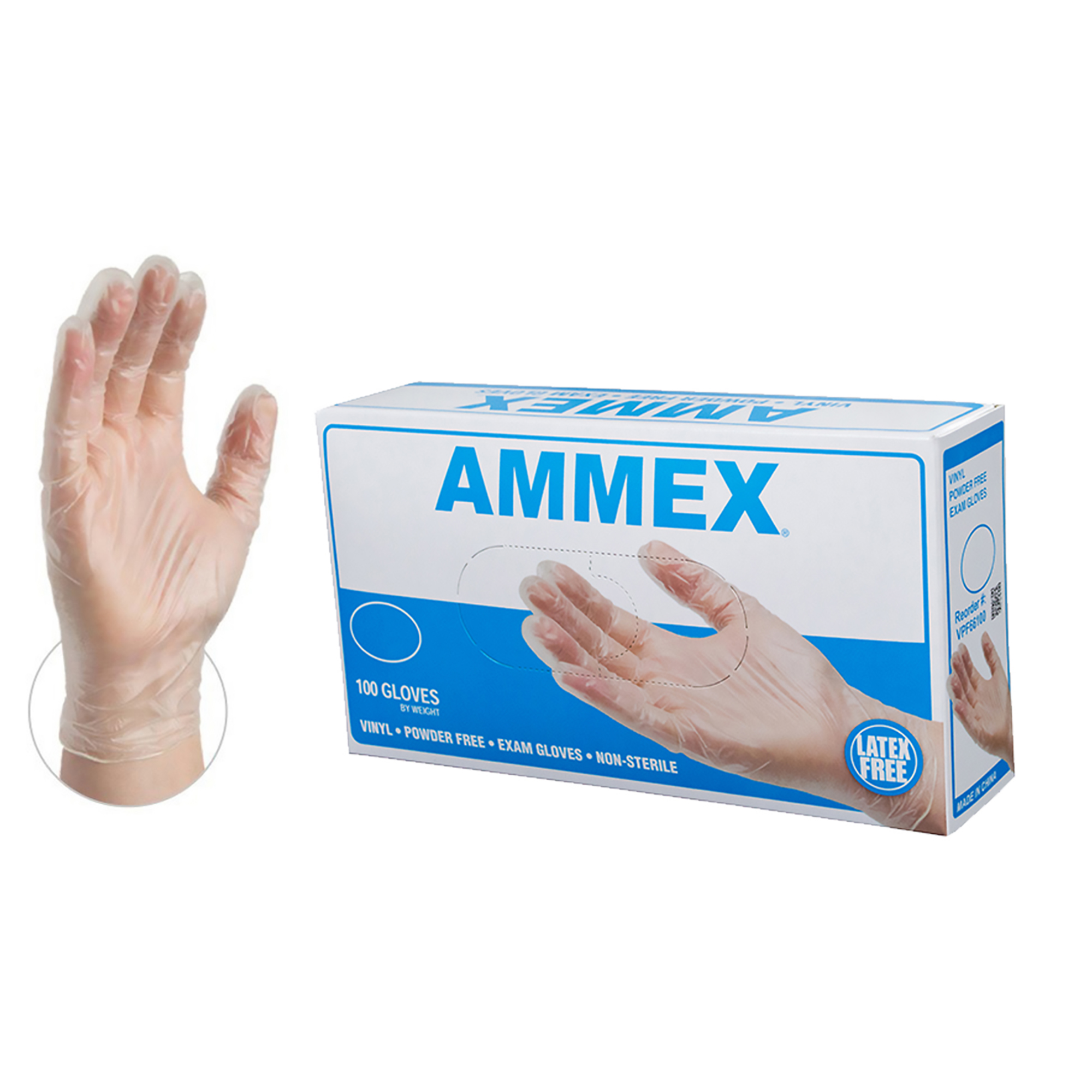 Picture of Exam Gloves, Small, Vinyl,  Powder-Free, 100 EA/BX