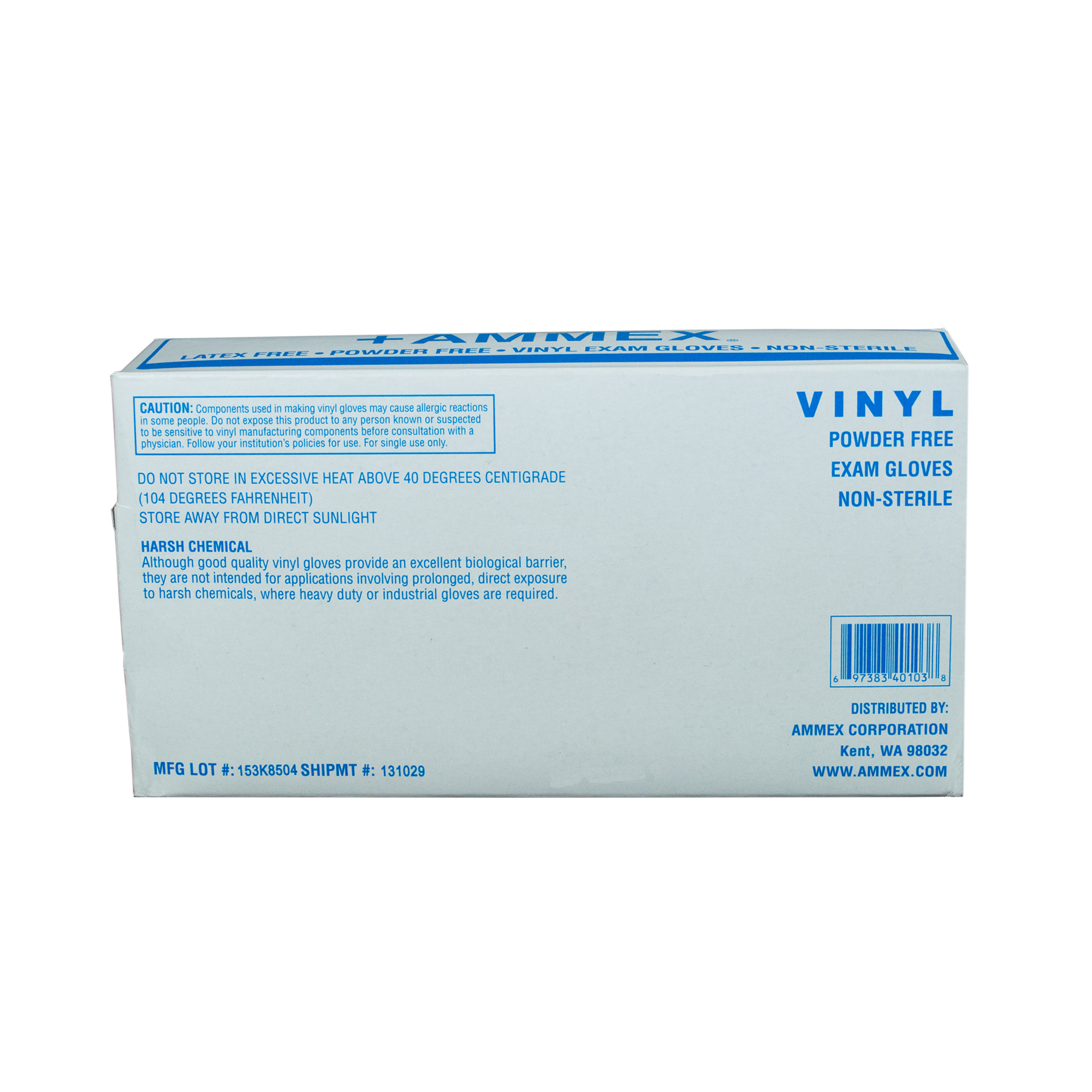 Picture of Exam Gloves, Large, Vinyl,  Powder-Free, 100 EA/BX